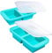 Souper Cubes Bandeja de Silicona Extra Grande para congelador de 2 Tazas con Tapa, Paquete de 2, para 4 porciones 2 Tazas (Bandeja para 2 Tazas, Color Aguamarina, Paquete de 2, con Tapas)