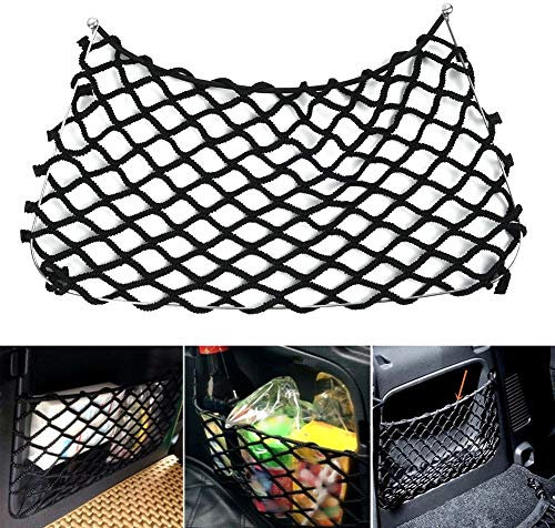 FUVOYA Auto Kofferraum Netztasche, KFZ Kofferraum Aufbewahrung Netz Organizer Netztasche für Benz Smart Fortwo 451 2009-2014, Schwarz