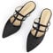 Allegra K Women's Glitter Pointed Toe Flats Mules Black 4 UK/Label Size 6 US