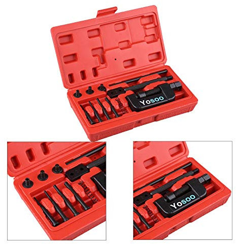 13 Piezas Desmantelador de Cadena Kit de Herramientas de Remachado de Cadena para Moto Bicicleta, Cortador de Cadena de Motocicleta