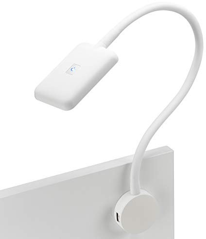 Junker Lighting LED Leseleuchte FIORE Bettleuchte mit flexiblem Leuchtenarm, 2x USB Anschlüssen und Touchsensor 12 V Caravanleuchte ohne 33 Watt Trafo