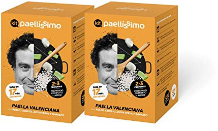 Paellissimo - Kit Preparado para Paella Valenciana, Receta Tradicional Artesana | Plato Precocinado Casero 100% Natural y Sin Gluten | 2-3 Personas | 2 Unidades