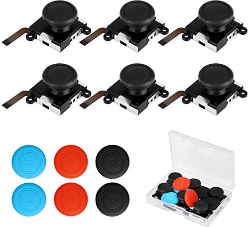 EEEKit 6 Stück Switch Joystick Ersatz, Links Rechts 3D Analog Joysticks Rocker Thumbstick Caps Kompatibel mit Nintendo Switch und Lite Controller