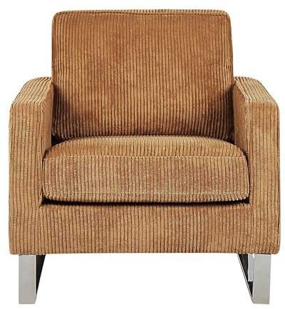 Retro Sessel Cord Füße aus Edelstahl Hellbraun Vind