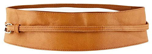 PIECES Damen Pcvibs New Leather Tie Waist Belt Noos, Cognac, 75
