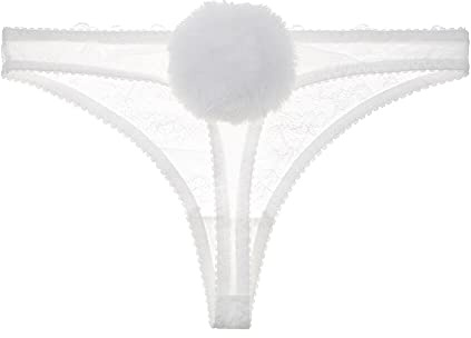 varsmiss Women Sexy Panties Lace Farbic Detachable Bunny Tail Thong