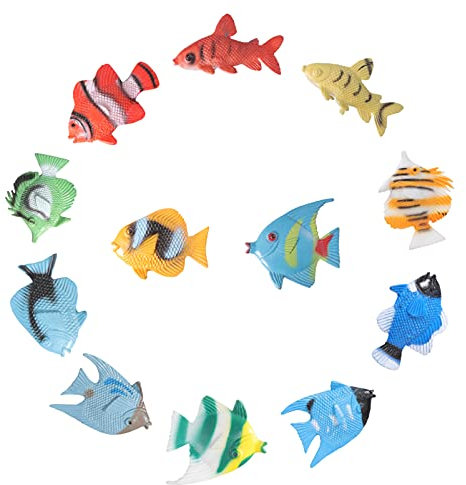 STOBOK 12Pcs Poissons Tropicaux Figure Play Set Mini Mer Animaux Jouets en Plastique Poissons Jouets pour Les Enfants D Apprentissage Éducatifs