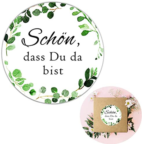 120 Sticker Hochzeit Schön, DASS du da bist!, Aufkleber Hochzeit Gastgeschenk Eucalyptus Stil Hochzeitsgeschenk,Sticker Gastgeschenke Hochzeit,Taufe,Kommunion,Konfirmation