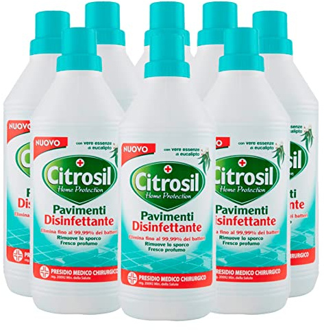 Citrosil Home Protection - Detergente Liquido Pulisci Pavimenti Disinfettante con Vere Essenze di Eucalipto, 900 ml x 8 Flaconi
