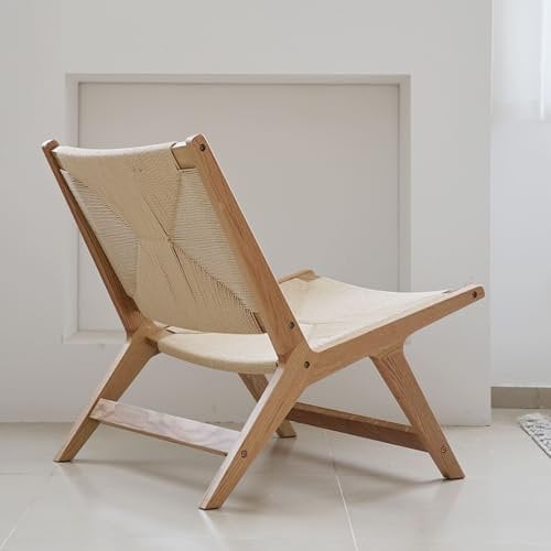 LIM Home Loungesessel Kaffeesessel Wohnzimmersessel Hotel Loungesessel/Weißeiche Massivholzgestell Papierrattangeflecht/schwarz und Klarlack/einfache Montage erforderlich (Eiche Natur)