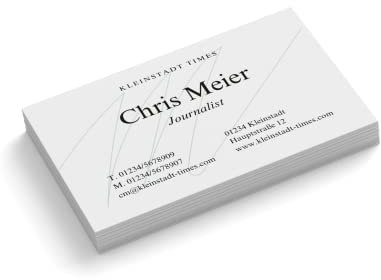 Visitenkarten personalisiert | Journalist | 1-seitig | Querformat | Menge + Farbe + Papier zur Auswahl | selbst gestalten | hochwertiger Druck | 350 g Qualitätsdruck (Cyan, 50 Stück)