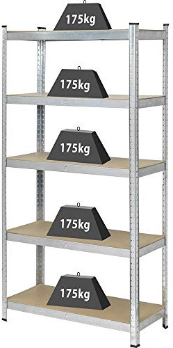 Toolcraft TO-7863108 Schwerlastregal 175 kg (B x H x T) 90 x 1.8 x 40 cm Metall, MDF galvanisch veredelt Verzinkt, Silb