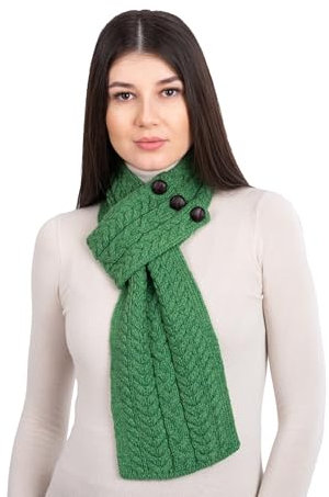 SAOL 100% Merinowolle Loop-Schal mit Knöpfen für Frauen (Grün)