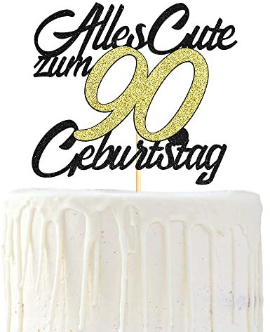 Sumerk 1 Stück 90.Geburtstag Tortendeko Happy 90th Birthday Cake Topper 90.Alles Gute Geburtstag Cake Topper 90 Jahre Torte Kuchen Deko für 90 Geburstagstorte Deko Jungen Mädchen Mann Frau