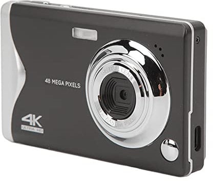 Digitalkamera, 16-facher Zoom, 48 MP, 4K-Videokamera mit 3-Zoll-LCD-Bildschirm, Anti-Shake-Kompaktkamera mit Fülllicht und Langer Akkulaufzeit, für Anfänger, Profis, Kinder (Schwarz)