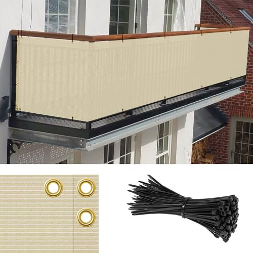 Goleray Sichtschutzzaun, 90 x 150 m, Hinterhof, Sichtschutzzaunabdeckung, 180 g/m², Privatsphäre, UV-Schutz, Zaunpaneele für Außenbereich, Veranda, Terrasse, Hof (Beige)