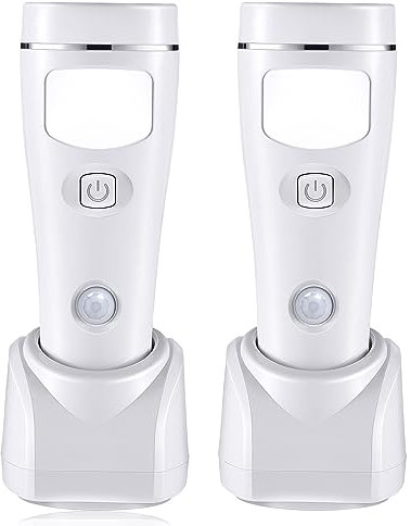 Hiboom 2 Veilleuses Enfichables à Détecteur de Mouvement Automatique à LED, Veilleuses de Panne de Courant Détachables 4 en 1, Lampes de Poche d'Urgence avec Capteur de Cellule Photoélectrique