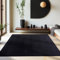 HomebyHome Kurzflor Teppich Wohnzimmer 120x170 cm Schwarz - Waschbarer Teppich für Schlafzimmer, Esszimmer und Ideal als Küchenteppich - Flauschiger Teppich Extra Weich, Einfarbig, rutschfest, Modern