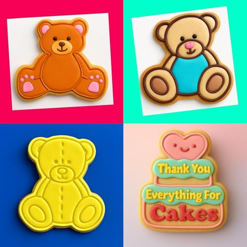 Set of 3 Cookie Teddy Bear Themed Cookie Cutters