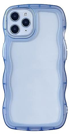 Eiyikof Kompatibel mit iPhone 11 Pro, transparente Hülle, niedlich, einfarbig, lockiger Wellenrahmen, transparent, weiches Silikon, kratzfest, stoßfest, schützend, schlanke Hülle für Damen und