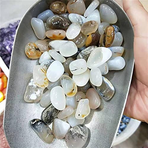 AZOOB -Wohnkultur, natürlicher Moosachat-Kristallquarz-Kies-Sorgen-Stein 15MM-20MM Geschenke, natürlicher Kristall ERTEYIN (Color : Light Grey, Size : 1000g)