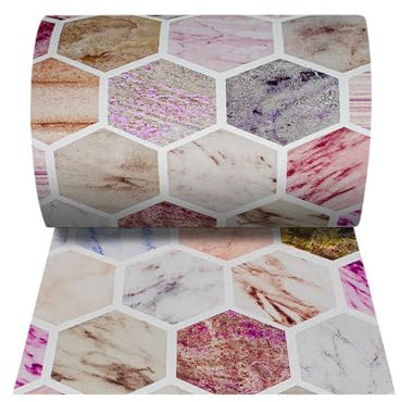 OLIVO.shop Rolle Vanity Küchenteppich aus PVC, rutschfest, waschbar, Teppichläufer aus Vinyl nach Maß (50 x 210 cm, Marbel)
