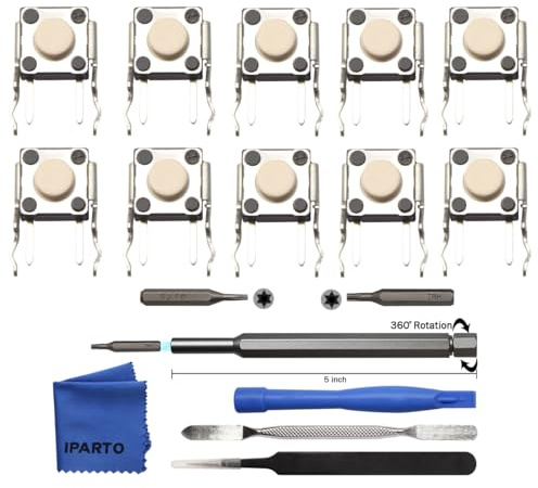 iParto Paquete de 10 botones de interruptor táctil de repuesto para mando Xbox One, One X/S, Xbox Elite Series 1/2, Xbox Series X/S Controller RB LB Kit de reparación de botones de parachoques