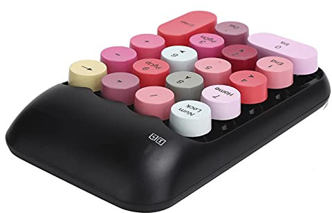 NIZUUONE Kabellose Vintage-Taste mit Runder Kappe, Mechanischer Ziffernblock, Notebook-Desktop, 18 Tasten (x910 Schwarze kabellose Tastatur in gemischten)