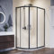ELEGANT 1200 x 800 mm Left Black Framed Offset Quadrant Shower Enclosure 6mm Tempered Sliding Glass Cubicle Door with Tray + Waste