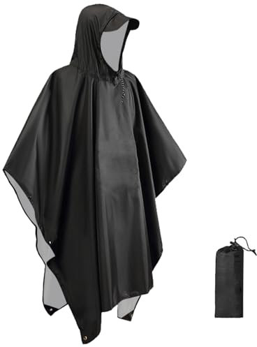 BDSHUNBF Poncho Impermeabile Pioggia Riutilizzabile Multiuso, Antipioggia Uomo con Cappuccio, Mantella Trekking, per Ampeggio All'aperto Pesca