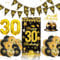 30 Geburtstag Deko Set -Schwarz Und Gold Ballons, 30 Happy Birthday Banner, 30 Happy Birthday Tortendeko, 30 Geburtstag Männer Frauen Party Dekorationen