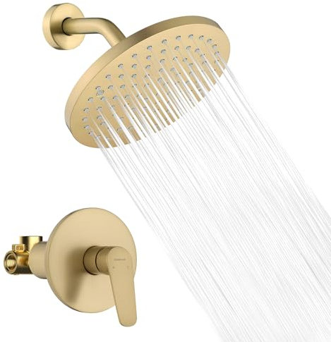 Lavatrum Duschkopf und Griff-Set, Einzelstrahl, Premium-Wandhalterung, 20,3 cm, Regenduscharmatur mit rauem Ventil und Verkleidungsset für Badezimmer (1,8 GPM)