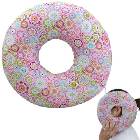 Jeorywoet Seitenschläfer Kissen Blumenmuster Piercing Kissen 9x9x2in rund Donut Kissen Schmerz Relief Schutz Reißverschluss Schließe Waschandruck Hals Ohrloch Kissen, Ohrkissen Kissen