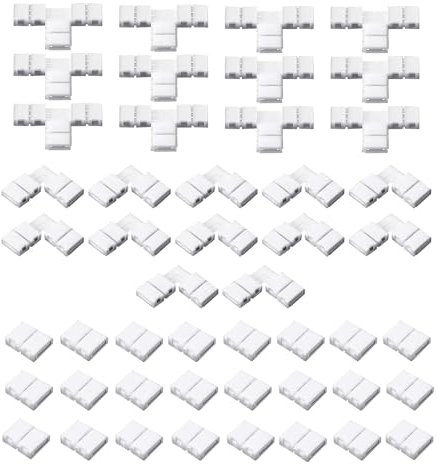 HUAZIZ 48 Pezzi Raccordo rapido a L 2 poli LED connettore angolare LED Strip Connector a 2 pin per SMD 3528 2835 Striscia LED monocromatica larghe 10mm luce a nastro LED a colore singolo