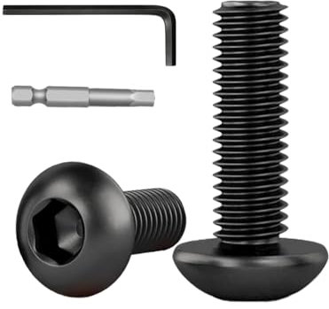 Dayalo 25 Stück M6 x 16 mm Schrauben, Linsenkopfschrauben M6, Innensechskant, Edelstahl A2 V2A, Schwarzes Oxid, Vollgewinde, mit Innensechskantschlüsseln und Bit