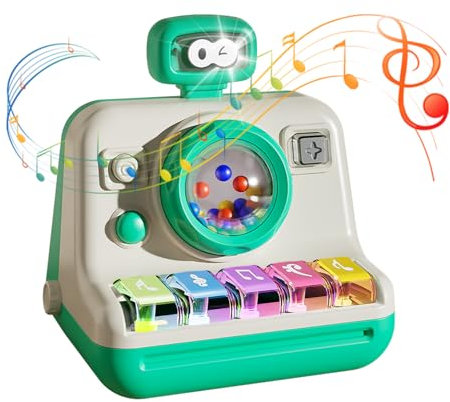 CARLORBO Baby-Klavier-Musikinstrumente Spielzeug – Kamera-Thema, beleuchtet, interaktives Spielzeug für Kleinkinder 1–3 Bauchzeit und Kleinkindaktivität, 6–12 Monate, Spielzeug, erster Geburtstag