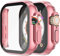 Misxi [2 Piezas] Funda con Cristal Templado Protector de Pantalla para Apple Watch Ultra 2 (2024) /Ultra 49mm, HD PC Anti-Choque Ultradelgado Carcasa para iWatch, 1 Rose Pink + 1 Transparente