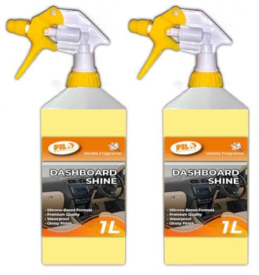 FILO Dashboard Shine Spray 2 X 1L - Vanilla Fragrance | Ultimate Cleaner & Shine for Car Dashboards | Interior & Plastic Restorer | Vinyl & Rubber Care.