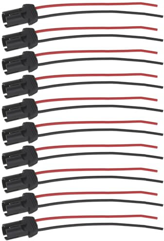 ECSiNG 10 Pièces Douilles d'ampoule Pré-câblées 12 V 24 V T10 pour Voiture Connecteur d'extension de Support de Lampe pour Réparation de Tableau de Bord LED W-5W W3W 501 194