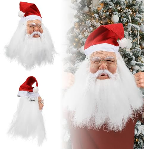 XehCaol Weihnachtsmann Maske Weihnachtsmütze Bart Maske Nikolaus Maske für Erwachsene Weihnachtsmann Kostüm Requisiten (Maske D)
