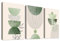 3 Pcs Boho Salbei Grün Mit Rahmen Leinwand Bilder Minimalistisch Geometrisch Beige Grün Bild auf Leinwand Malerei Wandbilder Wanddeko Wohnzimmer Schlafzimmer Dekorationen 90x40cm (12x16x3pcs)
