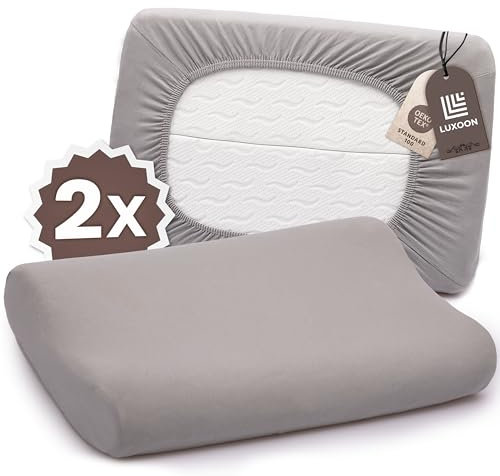 Luxoon Kissenbezug für Gesundheitskissen – 95% Baumwolle / 5% Elasthan, Atmungsaktiv und Hautfreundlich, Waschbar, Für Komfort und Hygiene 2er Pack 30-45 x 50-65 cm, Grau