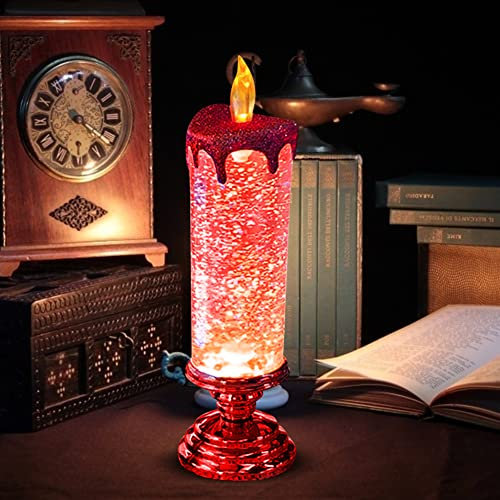 Xiaoxu LED Christmas Candles, USB Rechargeable OR Battery Crystal Candles Lights, 7-Color Gradient Fantasy Decorations Swirling Glitter Flameless Candles for Christmas Birthday Wedding