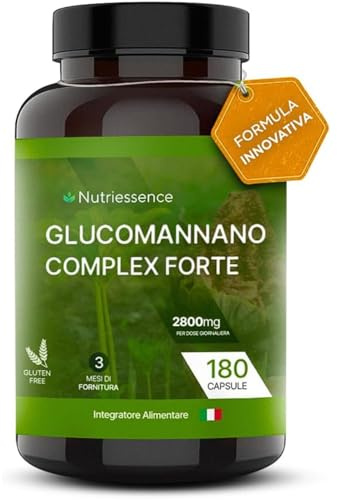 Nutriessence Glucomannano Complex Puro | Glucomannano da Konjac | 180 Capsule