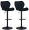 CLIPOP Barhocker Höhenverstellbar 360°Drehbar Barstühle Küchenstühle Tresenhocker Bar Hocker mit Rückenlehne und Fußstütze, (Samt Schwarz, 2er Set)