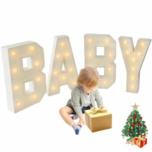 Garbenat LED Buchstaben Lichter BABY 3D Alphabet Lampe Upgraded KT-Board Geburtstag Dekoration Lichter 100cm Hohe Groß Leuchtbuchstaben mit 32 LED-Birnen für Baby-Geburtstag, Jahrestag Party