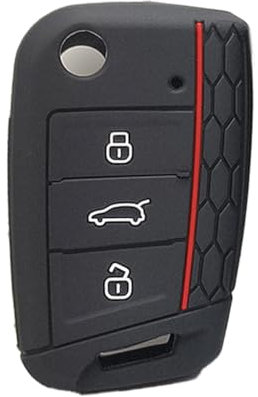 Schlüsselhülle für VW Golf 7, Polo, Skoda, Tiguann, Seat, Leon, Cupra, Ibiza, Ateca, Arona, Octavia, Superb, 3 Tasten, Silikon-Autoschlüssel-Abdeckung