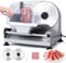 Moongiantgo Affettatrice Elettrica da Casa, Affettatrice Professionale con Blocco di Sicurezza, Spessore Regolabile 0-15mm, 2x Lama in Acciaio Inox da 19cm per Carne/Pane/Formaggio/Verdura (200W)