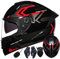 Letetexi Bluetoothhelm Integralhelm Motorrad-Helm Sturzhelm für Roller Anti-Fog-Doppelspiegel Racing Helm mit ECE Genehmigt Vollvisierhelm für Damen Herren Integralhelme Gehörschutz 55~64cm