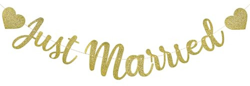 Just Married Girlande Gold Hochzeit Party Banner Girlande Hochzeit Hängende Deko Just Married Banner Golden Pailletten Hochzeitsbanner Foto Hintergrund Hängedeko Hochzeitsgirlande Dekoration
